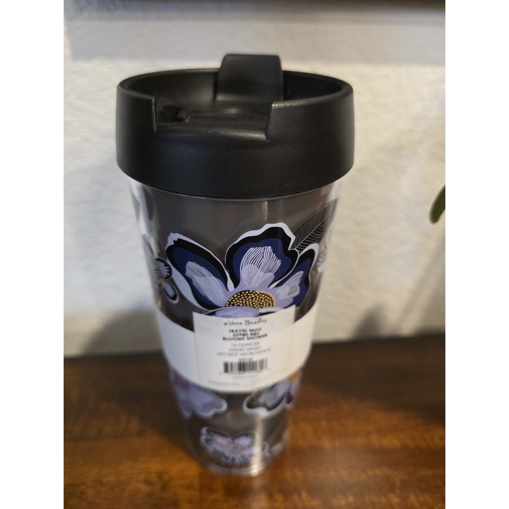 Vera Bradley Blooms Shower Travel Mug 16 oz Plastic Drink-Through Lid 22980-R82 - Picture 3 of 8